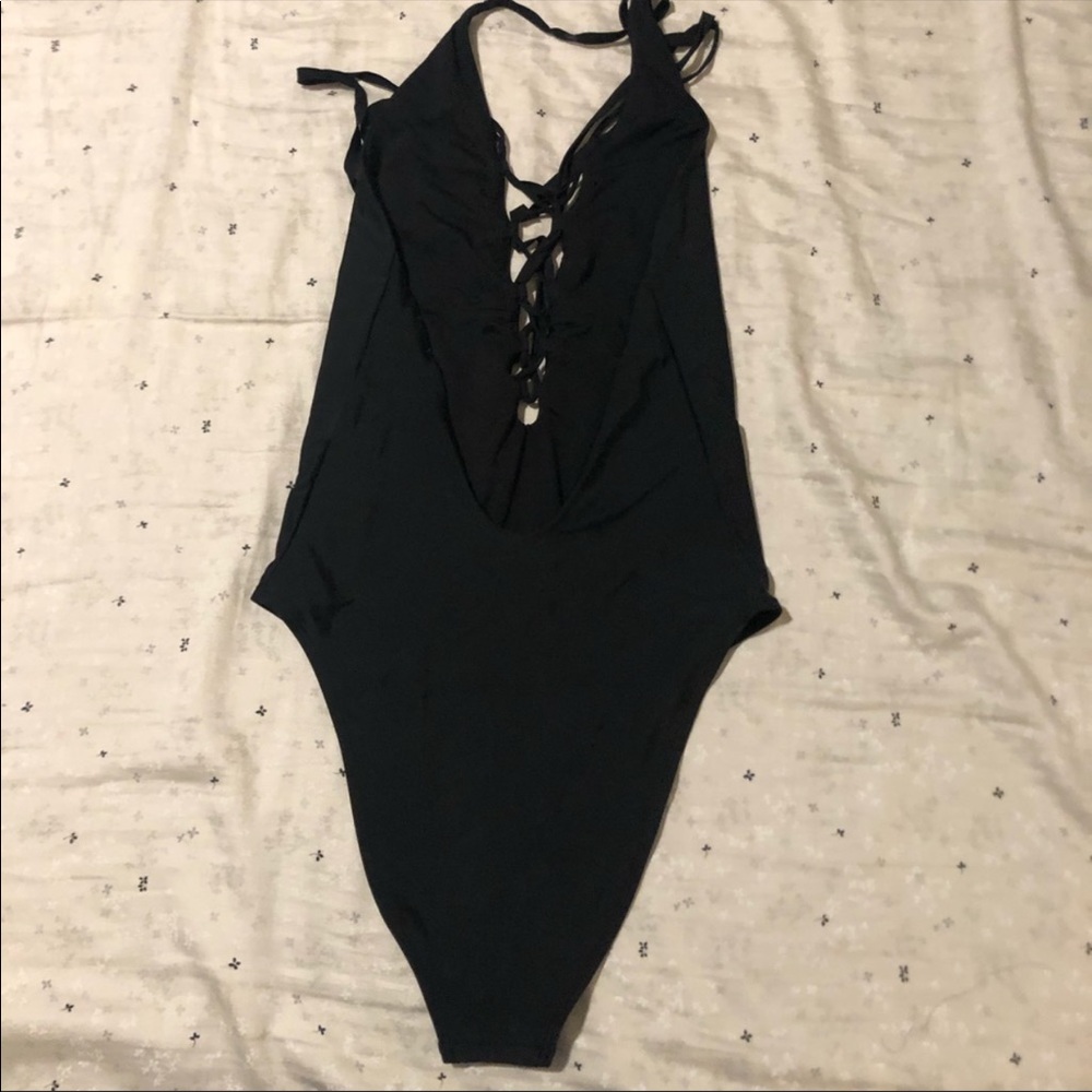 Laced-up Halter Aerie One-piece Swimsuit - Picture 2 of 3